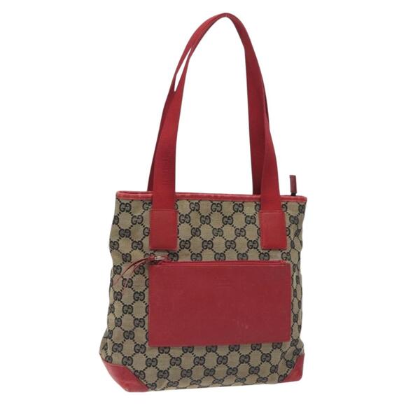 GUCCI GG Canvas Tote Bag Beige Gold Red 019 0402 019 0402 - Picture 1 of 16